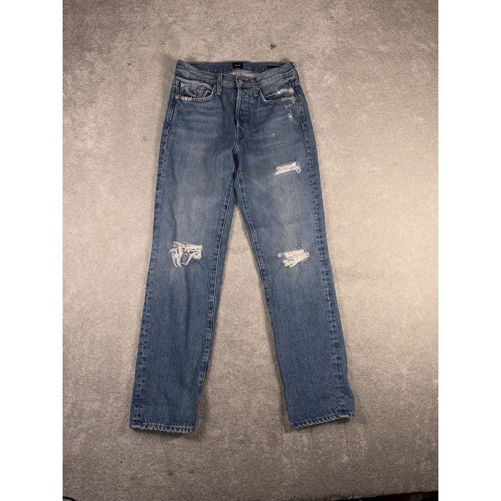 edwin cai jeans classis straight size 25 distressed med‎ wash mid rise